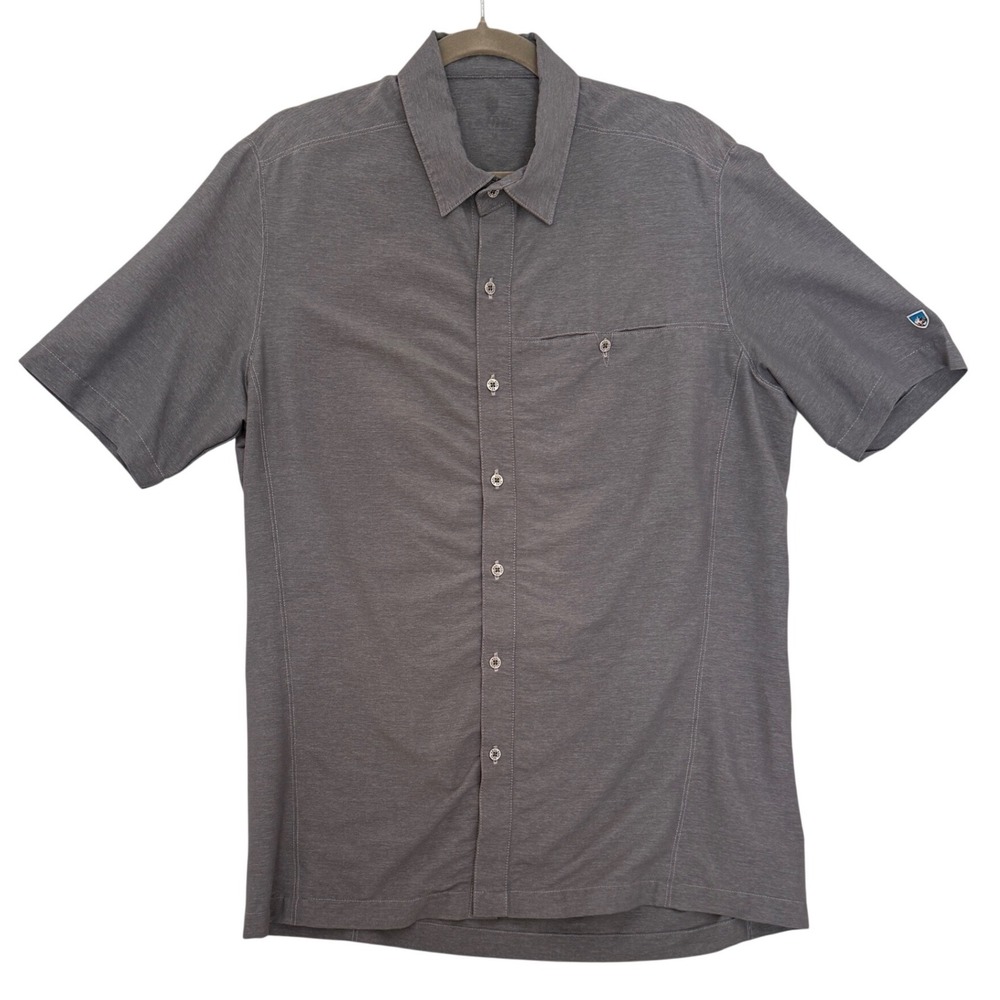 Kuhl Mens Short Sleeve Button Down Shirt Gray Heather Hiking Outdoor RN108846